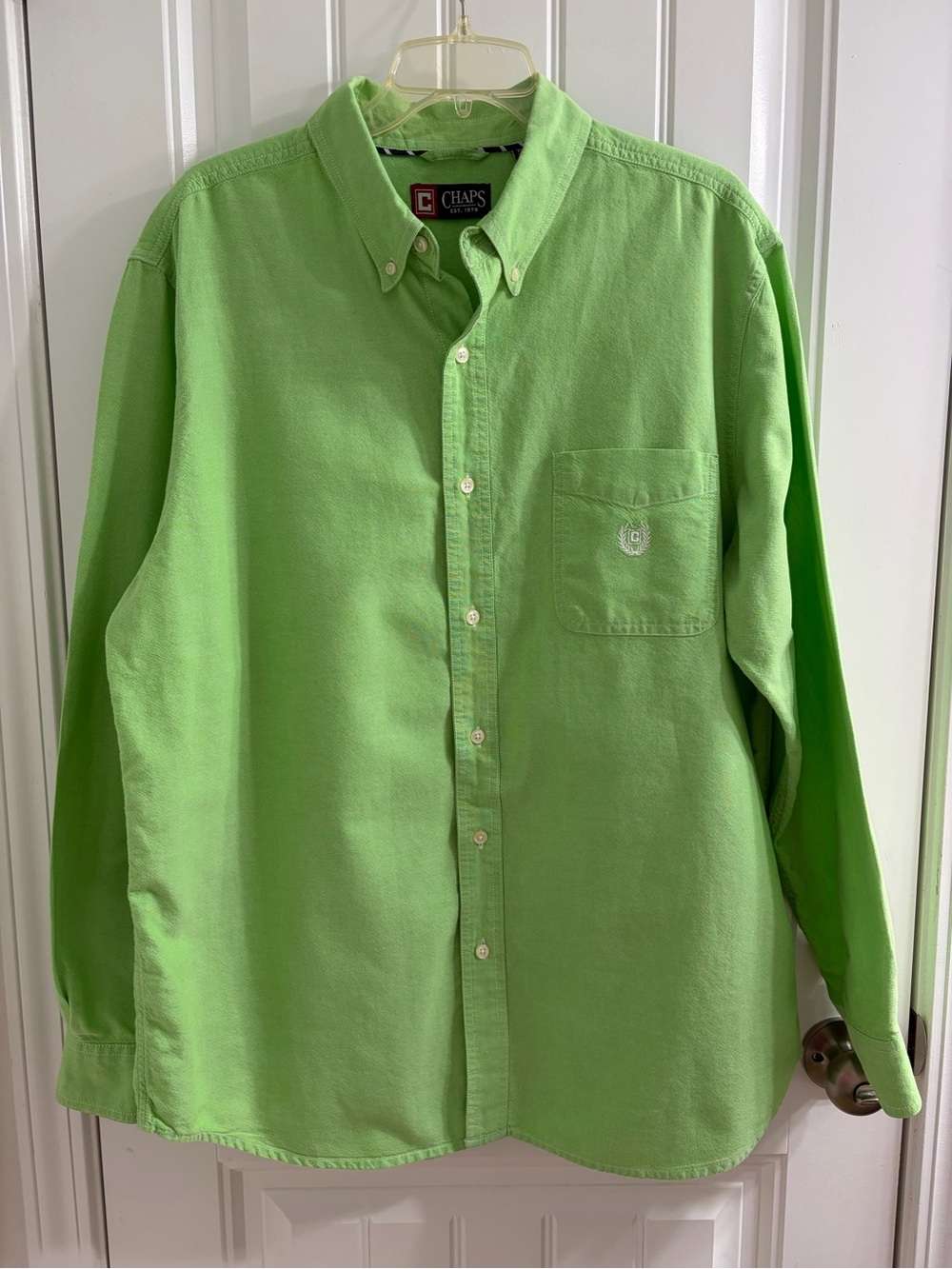 Chaps Men's Button-Down Shirt in Bright Green Sz XL Preppy Casual